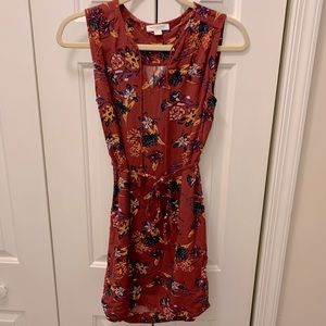 Dark Red Flower-Patterned Sundress